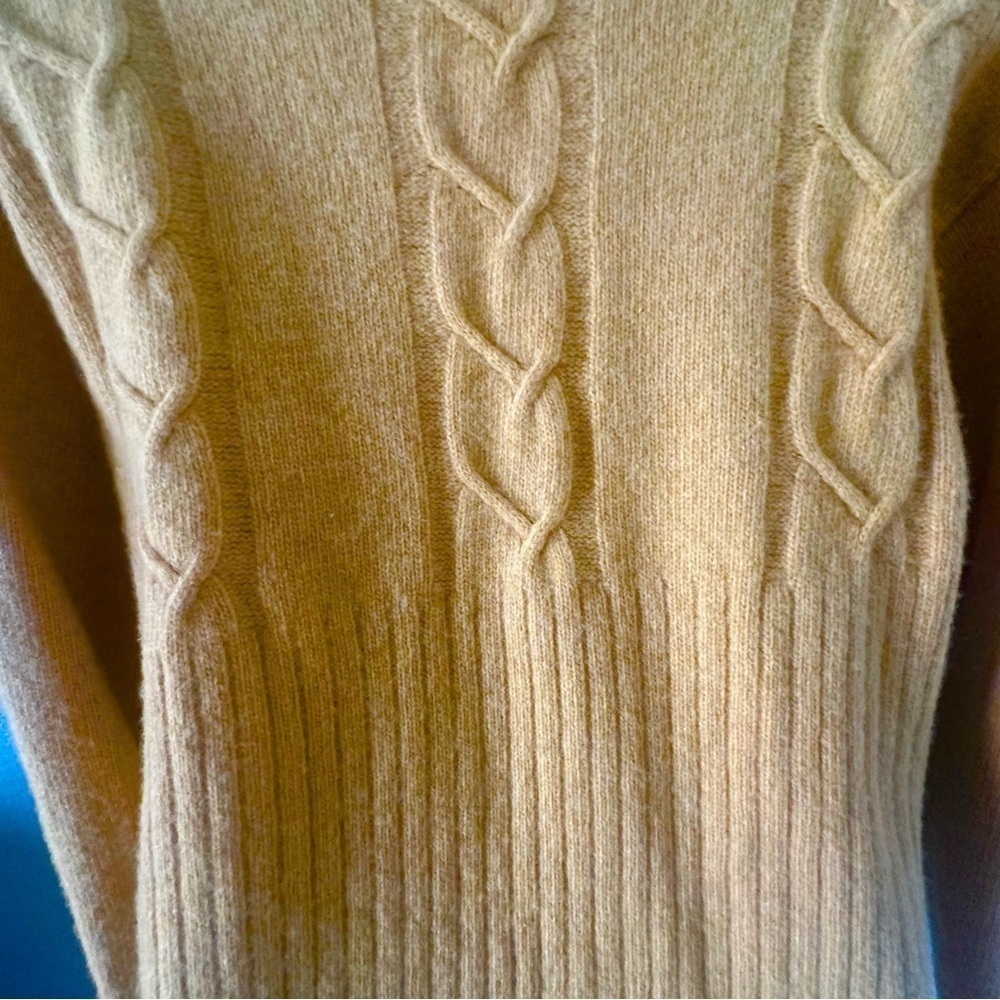 Marcel Clair Lambswool Cable Knit Sweater M Yellow Vintage Germany - Picture 6 of 12